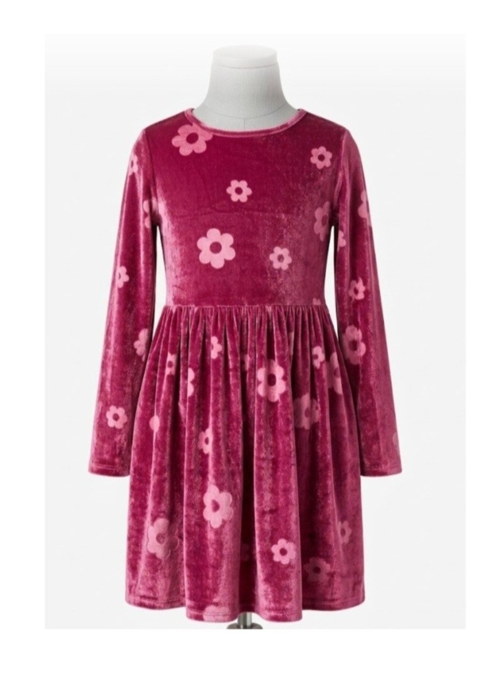 jumping beans Pink Floral Velvet Fit-and-Flare Dress